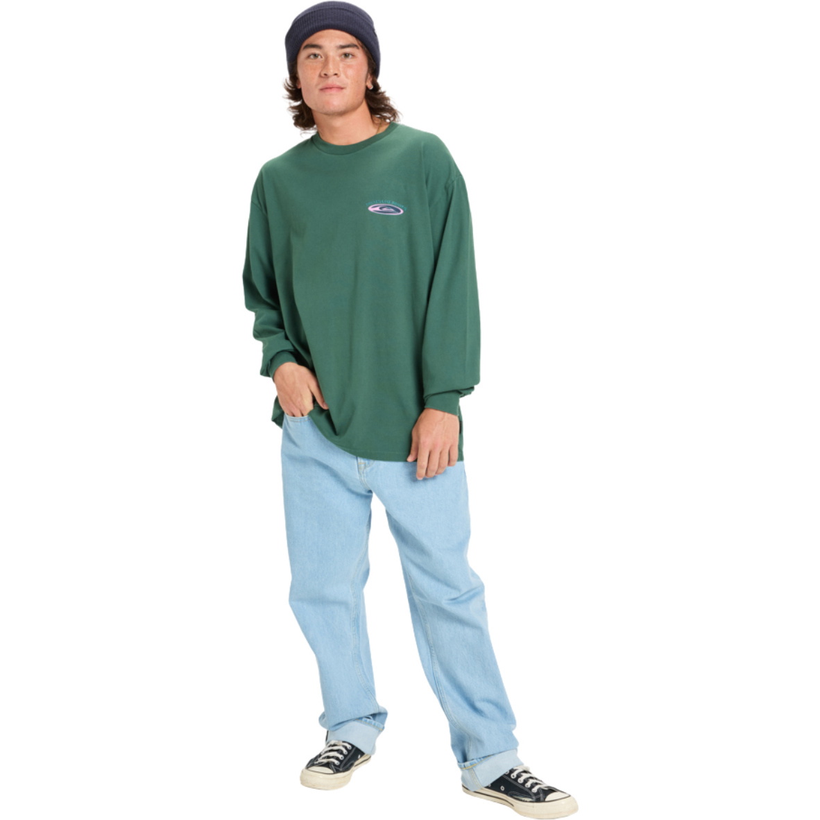 2025 Quiksilver Männer HW Hollow Coves Langarm Tee EQYZT08202 - Trekking Green